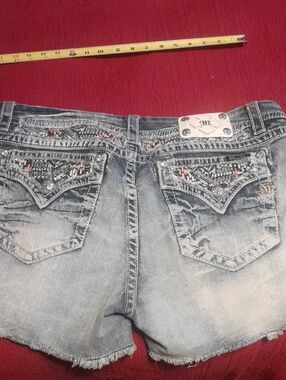 Miss Me Faded Blue Denim Frayed-Hem Jean Shorts